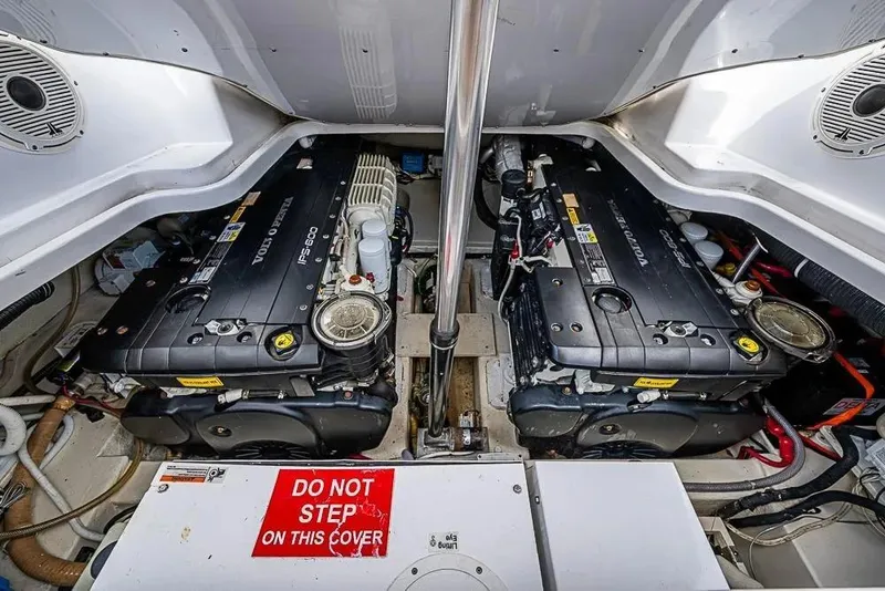 Slide: The Image of Engine room of 2014 Zeelander Z44 yacht with twin Volvo Penta IPS600 engines. - 22