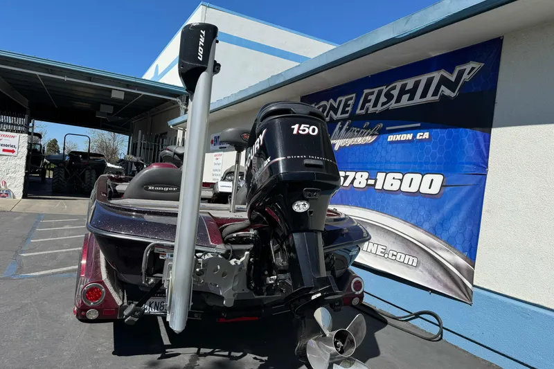 Slide: The Image of 2010 Ranger 178 VS boat with Mercury 150 engine at a dealership. - 9