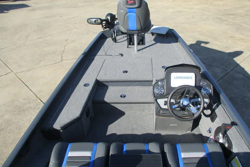 Slide: The Image of 2023 Ranger RT178 boat interior with steering console and Lowrance electronics. - 5