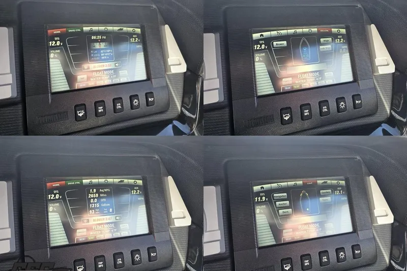 Slide: The Image of Dashboard display of a 2017 Yamaha Boats 242X E-Series, showing various control settings. - 73