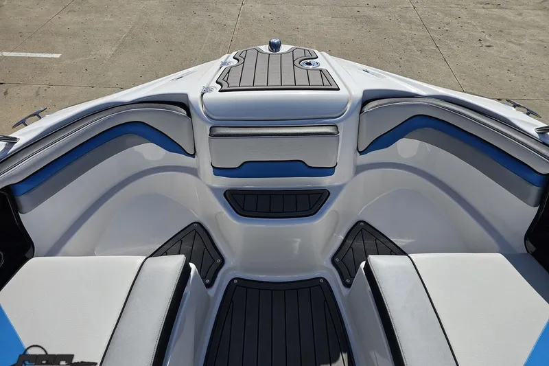 Slide: The Image of 2017 Yamaha Boats 242X E-Series interior with sleek seating and modern design. - 90