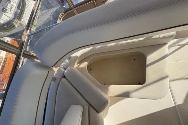 Slide: The Image of Interior seating area of a 2008 Silverton 36 Convertible boat. - 14