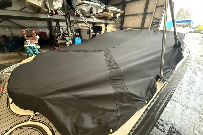 Slide: The Image of Covered 2016 Monterey 224FS boat in storage facility. - 20
