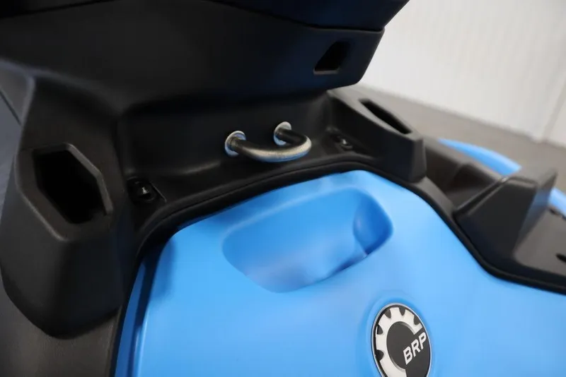 Slide: The Image of Close-up of 2026 Sea-Doo Spark Trixx for 3, featuring BRP logo and blue detailing. - 19