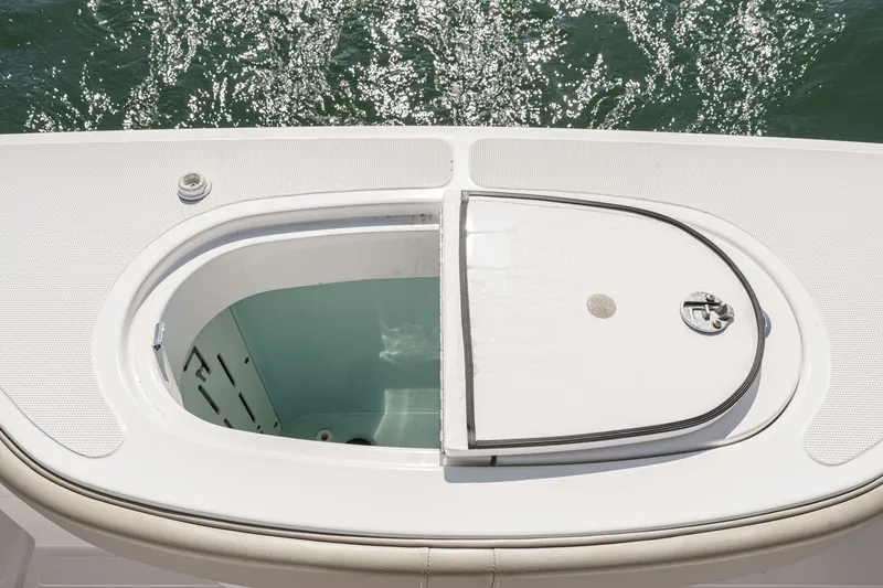 Slide: The Image of Tiara Yachts 43 Open 2018, deck view with storage compartment. - 12