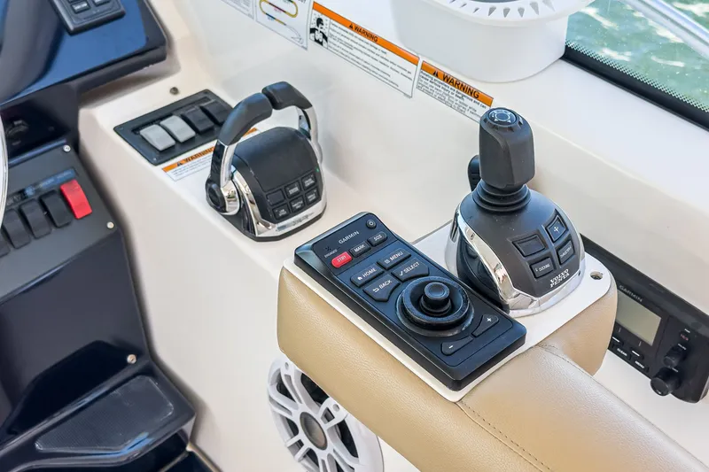 Slide: The Image of Tiara Yachts 43 Open 2018 helm with joystick and controls. - 27