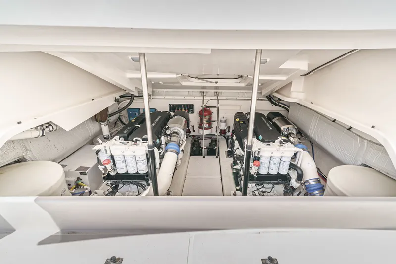 Slide: The Image of Engine room of 2018 Tiara Yachts 43 Open with dual engines. - 49