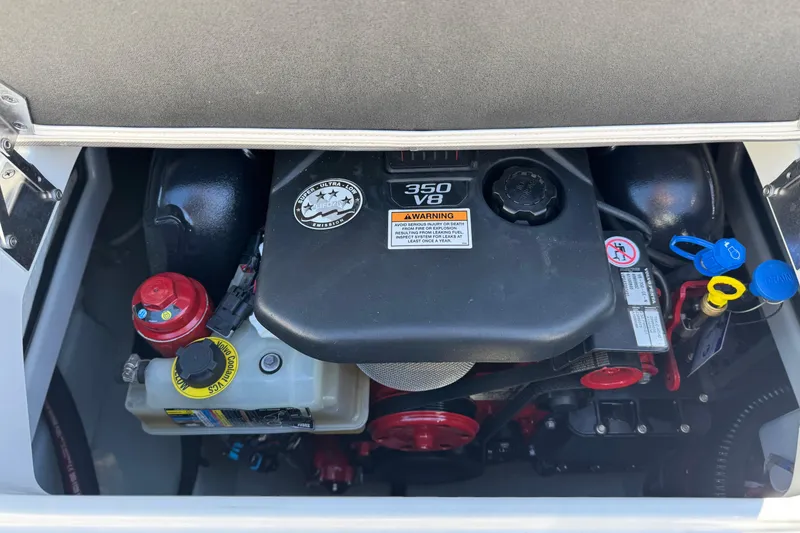 Slide: The Image of Engine compartment of 2020 Crownline Eclipse E255 SURF with 350 V8 engine. - 28
