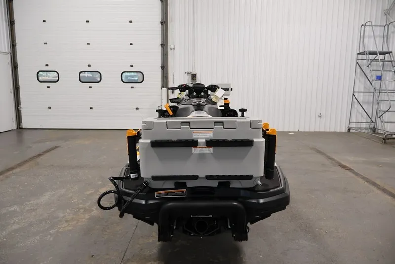 Slide: The Image of 2026 Sea-Doo FishPro Trophy 170 in a garage, rear view. - 8