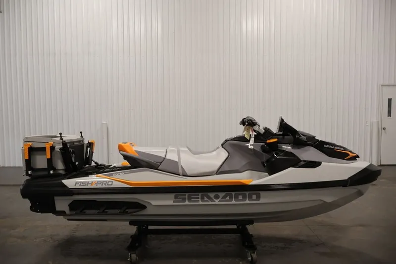 Slide: The Image of 2026 Sea-Doo FishPro Trophy 170 jet ski in a showroom setting. - 4