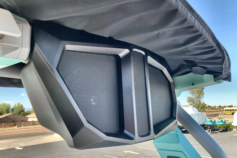 Slide: The Image of Close-up of 2026 Supra SL 550 speaker system under a canopy. - 21