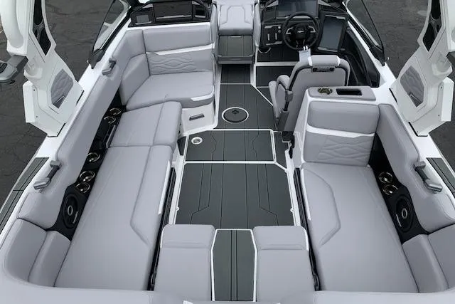 Slide: The Image of Luxurious interior of 2026 Supra SA 450 boat with spacious seating and modern design. - 10