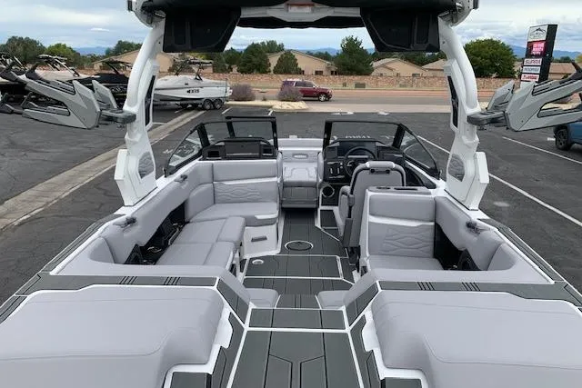 Slide: The Image of 2026 Supra SA 450 boat interior with spacious seating and modern design. - 9