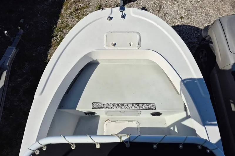 Slide: The Image of Overhead view of 1993 Dusky 227 Open Fisherman boat deck. - 16