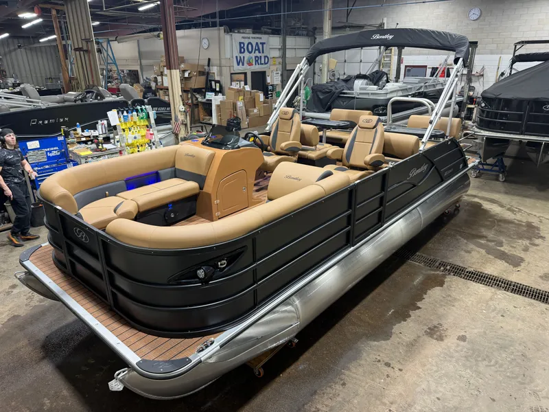The Image of 2026 Bentley Pontoons Legacy 220 QSB displayed in showroom. - 1