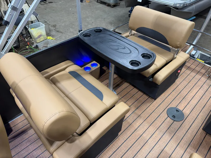 Slide: The Image of Interior of 2026 Bentley Pontoons Legacy 220 QSB with luxurious seating. - 17