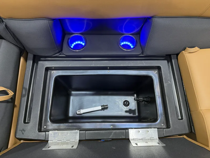 Slide: The Image of Interior of Bentley Pontoons Legacy 220 QSB with illuminated cup holders. - 30