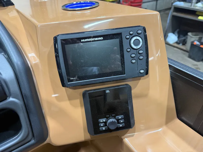 Slide: The Image of 2026 Bentley Pontoons Legacy 220 Navigator console with Humminbird Helix 5. - 15