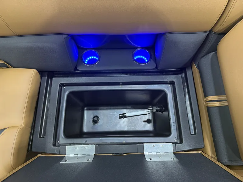 Slide: The Image of Interior of Bentley Pontoons Legacy 220 with illuminated cup holders. - 21