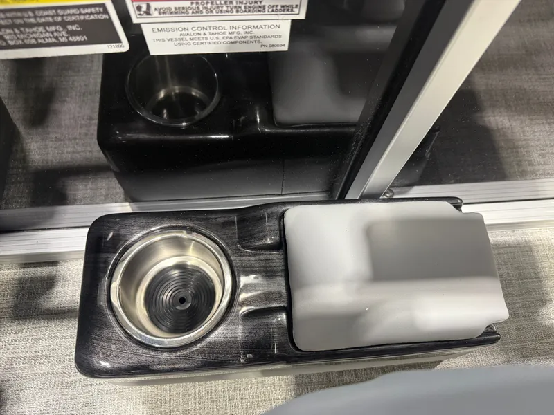 Slide: The Image of Cup holder and tray on Tahoe Sport Quad Fish Pontoon 2026. - 18