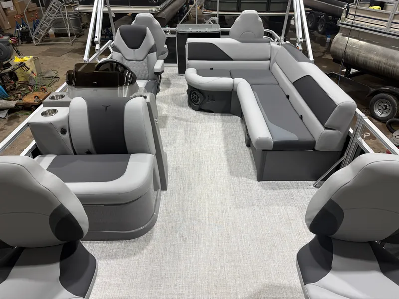 Slide: The Image of Interior view of 2026 Tahoe Sport Quad Fish pontoon boat. - 7