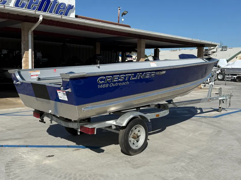 Slide: The Image of Crestliner Outreach 1469 Tiller w/ 9.9HP Mercury! 2026 - 8