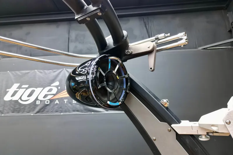 Slide: The Image of 2017 Tigé RZX2 boat speaker and tower detail in showroom setting. - 12