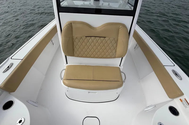 Slide: The Image of Interior view of the 2023 Sportsman Masters 267 Bay Boat. - 35