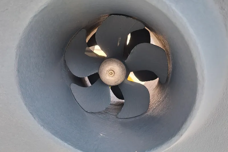 Slide: The Image of Close-up of a 1996 Island Packet 40 boat propeller in a tunnel. - 5