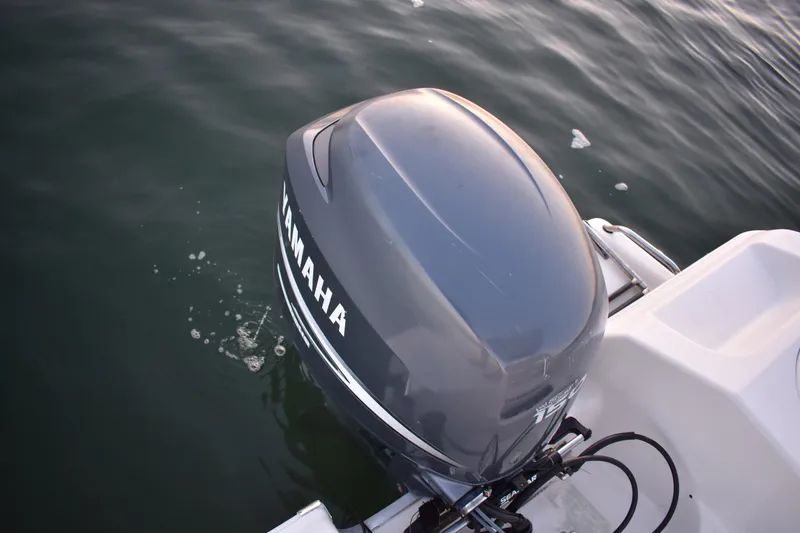Slide: The Image of Yamaha outboard motor on 2007 Tidewater 216 CC Adventure boat in calm water. - 26