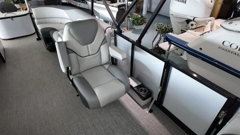 Slide: The Image of Luxurious seating in Avalon LSZ 2025 pontoon boat. - 11