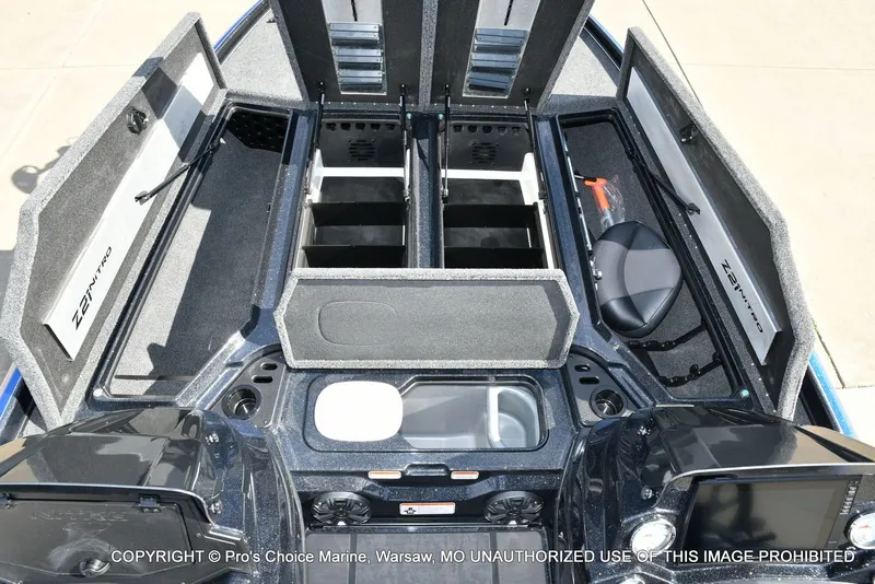 Slide: The Image of Interior view of Nitro Z21 XL Pro Dual Console 2025 boat. - 12