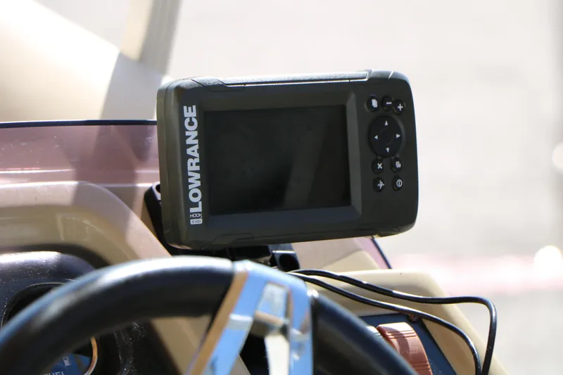 Slide: The Image of Lowrance fish finder on 2020 Crest Classic Fish 200 boat dashboard. - 27