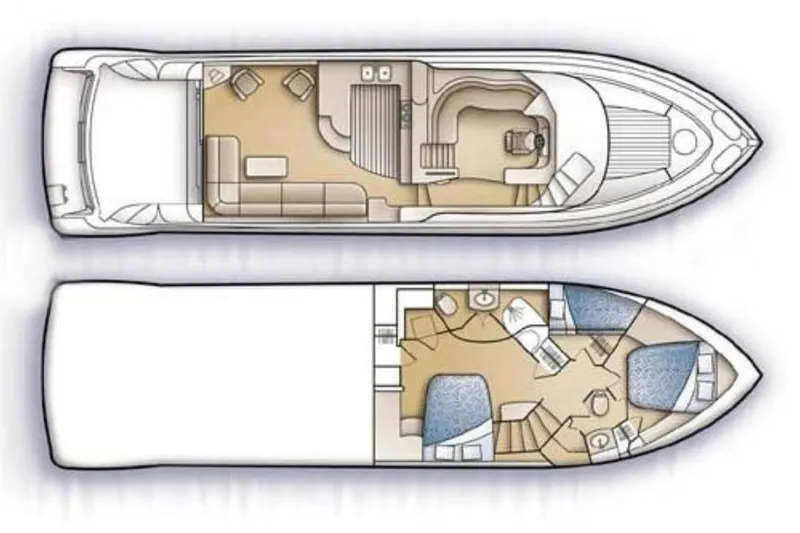 Slide: The Image of Floor plan of a 2001 Carver 570 Voyager Pilothouse yacht, showcasing interior layout. - 29