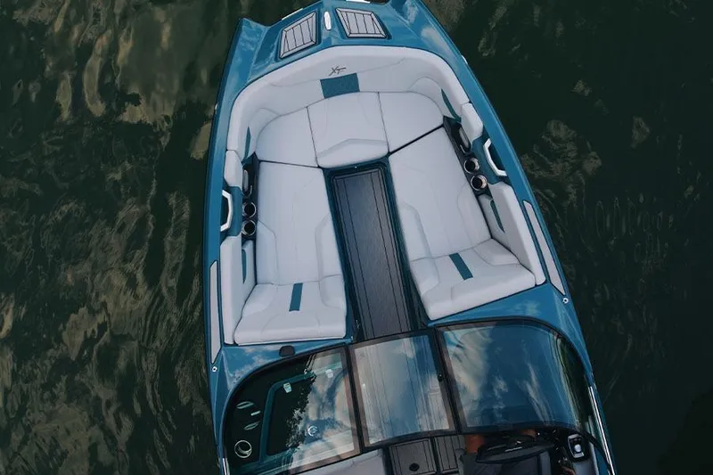 Slide: The Image of Manufacturer Provided Image: Aerial view of 2026 MasterCraft XT24 boat with sleek seating and modern design. - 3