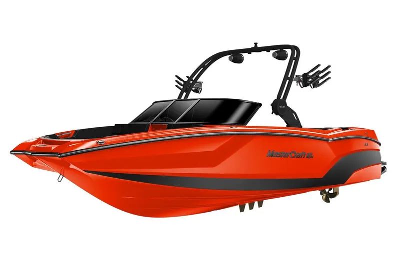 Slide: The Image of Top view of 2026 MasterCraft NXT24 boat, showcasing sleek design and spacious interior layout. - 2