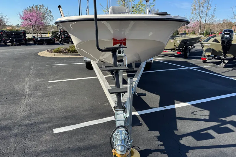 Slide: The Image of 2026 Carolina Skiff 19 LS boat on trailer in parking lot. - 3