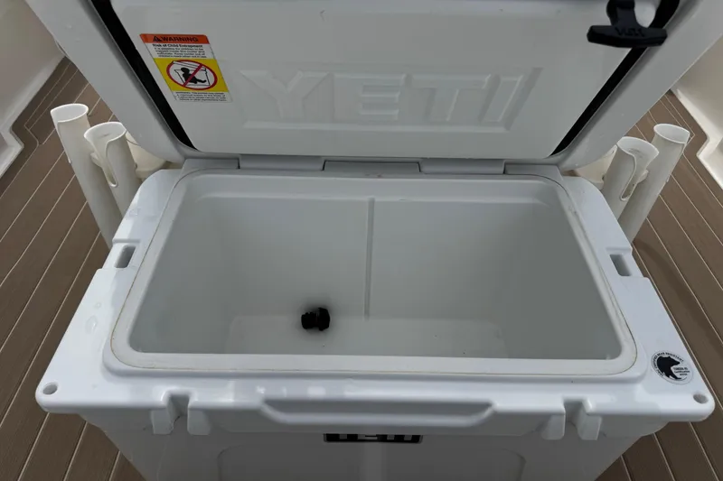 Slide: The Image of Open Yeti cooler on 2004 Boston Whaler 190 Nantucket boat deck. - 11