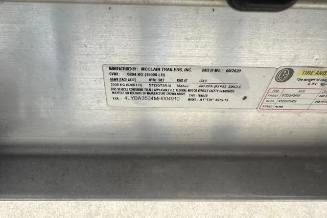 Slide: The Image of Label on McClain Trailers, Inc. with specifications and VIN for 2007 Formula 353 FASTech. - 15