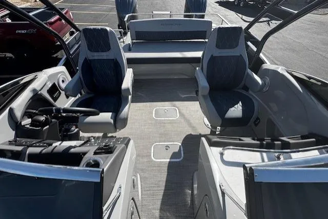 Slide: The Image of 2023 Bennington 27 RSBWA T2 boat interior with modern seating and sleek design. - 8