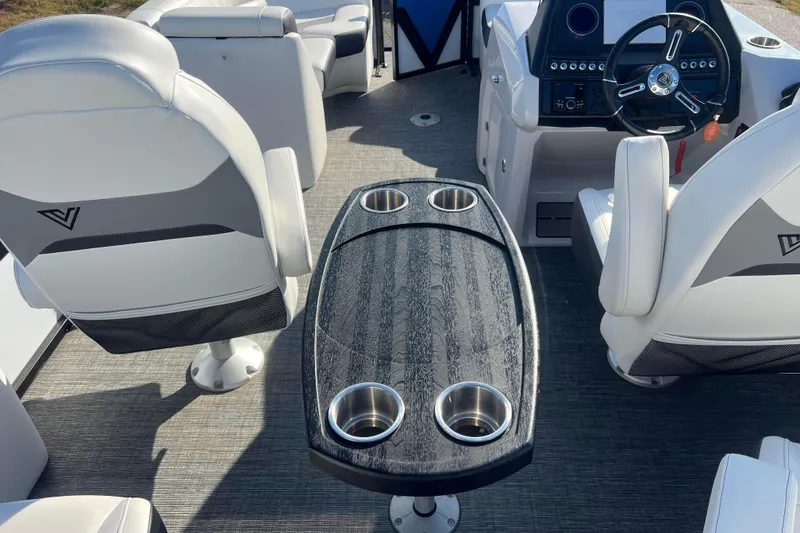 Slide: The Image of Interior of 2022 Viaggio Diamante Q boat with sleek seating and modern dashboard. - 50