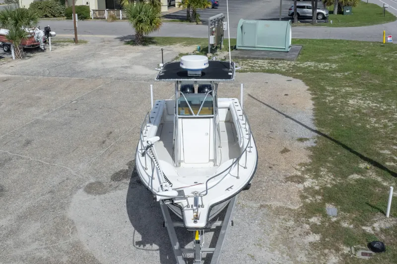 Slide: The Image of 1997 Robalo R230 Center Console boat on trailer, aerial view. - 15
