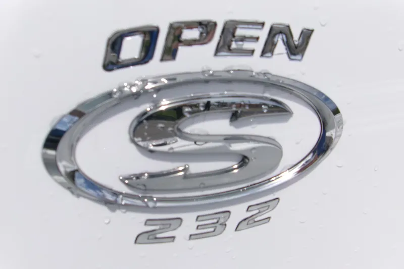 Slide: The Image of 2026 Sportsman Open 232 Center Console logo with water droplets. - 21