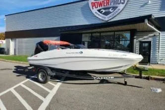 The Image of 2021 Tahoe T16 boat on trailer outside Power Pros building. - 0