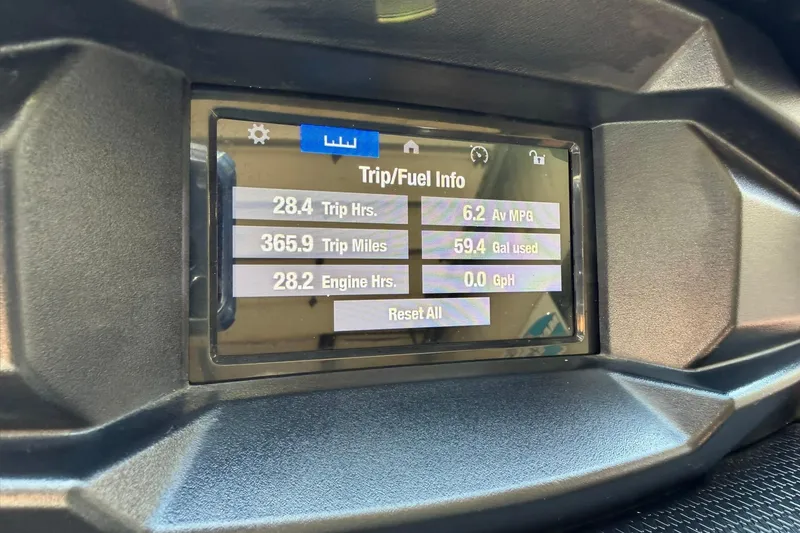 Slide: The Image of Dashboard display of 2022 Yamaha WaveRunner VX Cruiser showing trip and fuel information. - 9