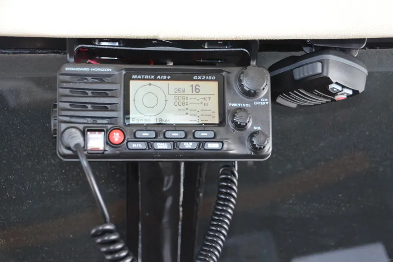 Slide: The Image of Standard Horizon Matrix AIS+ GX2150 radio on 1994 Bayliner 4788 Pilot House Motoryacht. - 14