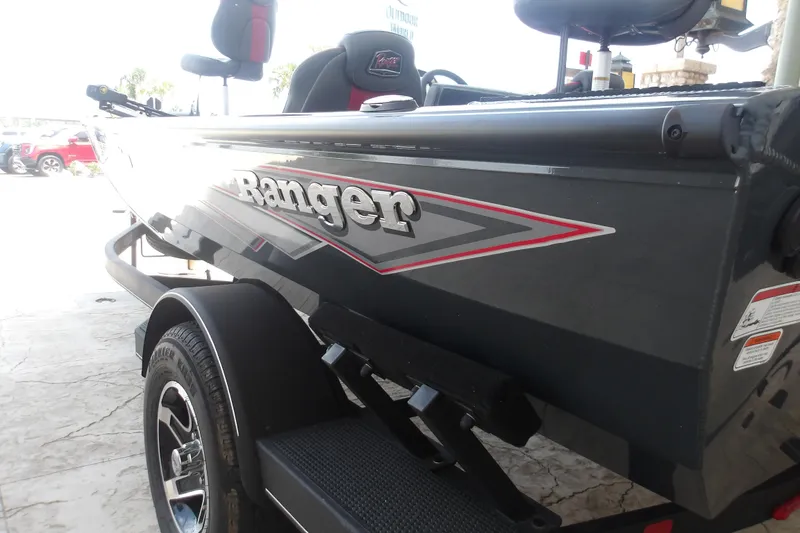Slide: The Image of 2026 Ranger RT178 boat on trailer, showcasing sleek design and branding. - 6