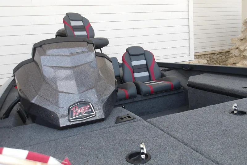 Slide: The Image of 2026 Ranger RT178 boat interior with sleek seats and modern design. - 17