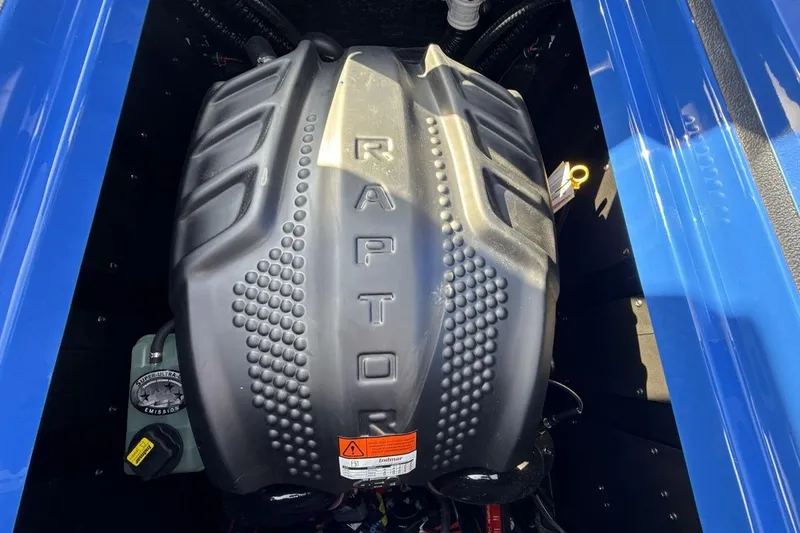 Slide: The Image of 2025 Moomba Mojo engine compartment featuring a Raptor engine cover. - 20