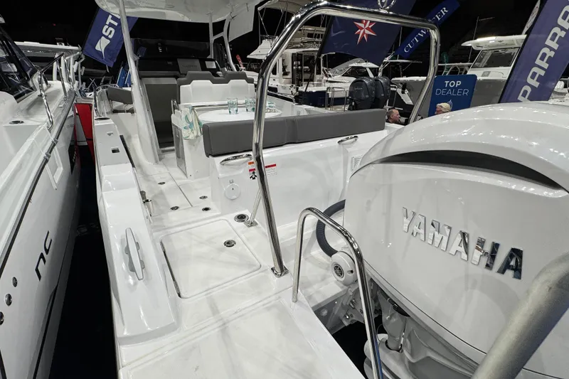 Slide: The Image of 2026 Jeanneau Cap Camarat 7.5 CC Serie 3 with Yamaha engine at a boat show. - 21